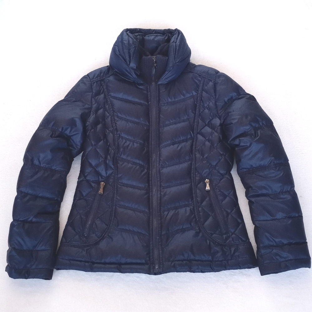 Guess Women’s Navy Blue Quilted Puffer Ski Snow Winter Long Sleeve Coat Small - Picture 3 of 16